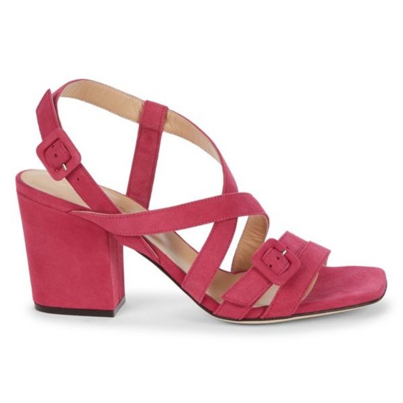 NEW$455 SERGIO ROSSI Royal Suede Block Heel Sandals Strappy Buckled Slingback 37 - Picture 4 of 17